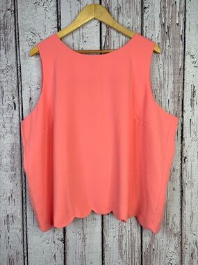J. Crew (Factory) Scalloped Trim Sleeveless Blouse Plus Size 2X Coral Color